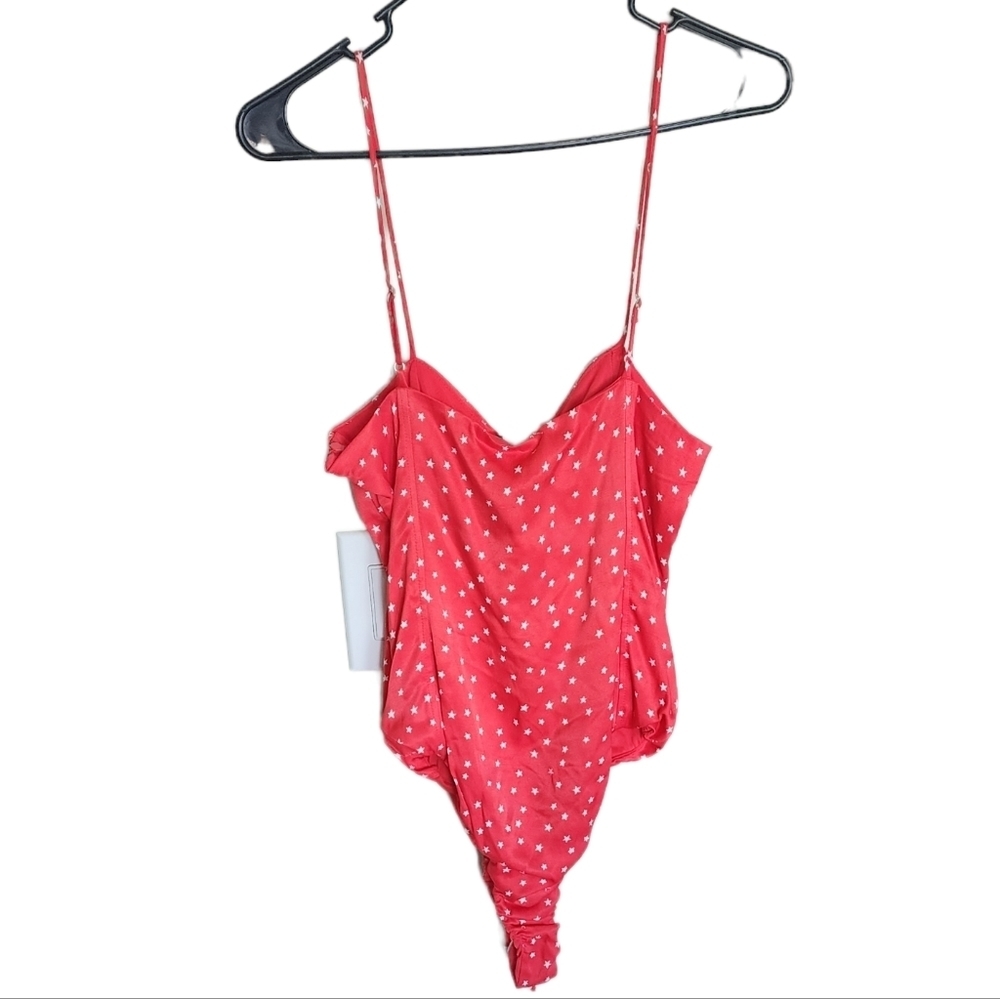 Zara Red Star Pattern Lace Up Bodysuit